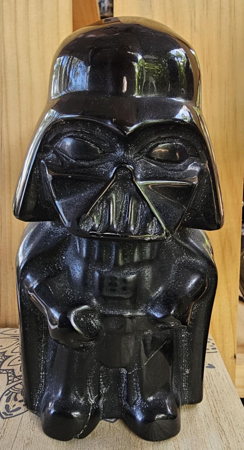 Darth Vader Carving - Polished Obsidian