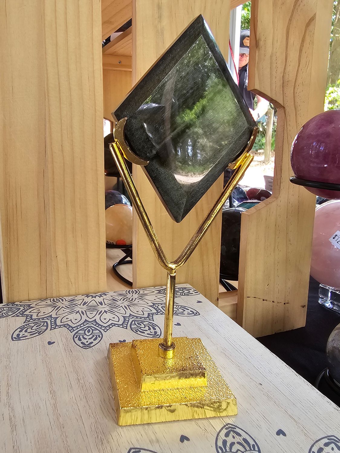 Diamond on Stand 2 - Silver Sheen Obsidian