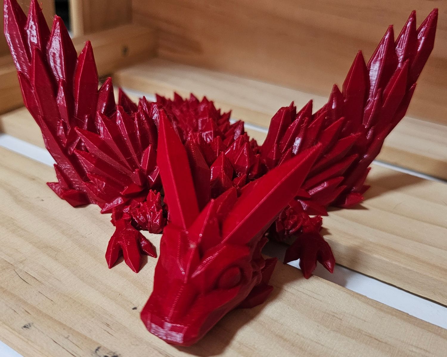 3D Printed Crystal Dragon with Wings - Large - Red