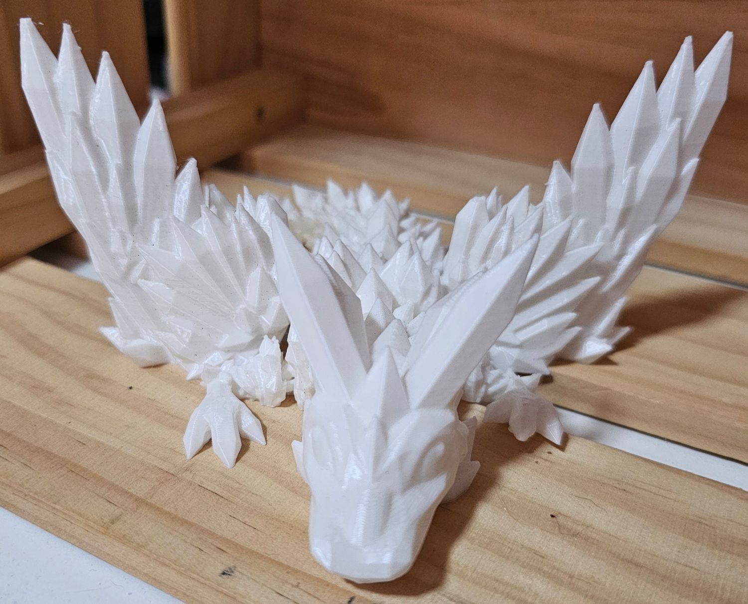 3D Printed Crystal Dragon with Wings - Large - White