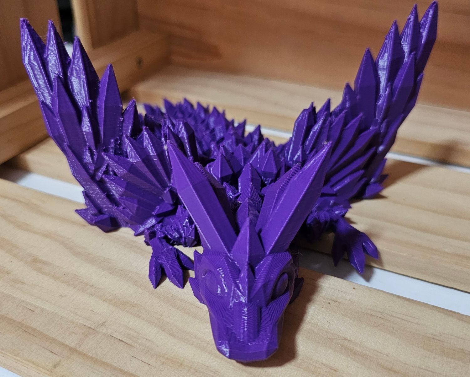 3D Printed Crystal Dragon with Wings - Large - Purple