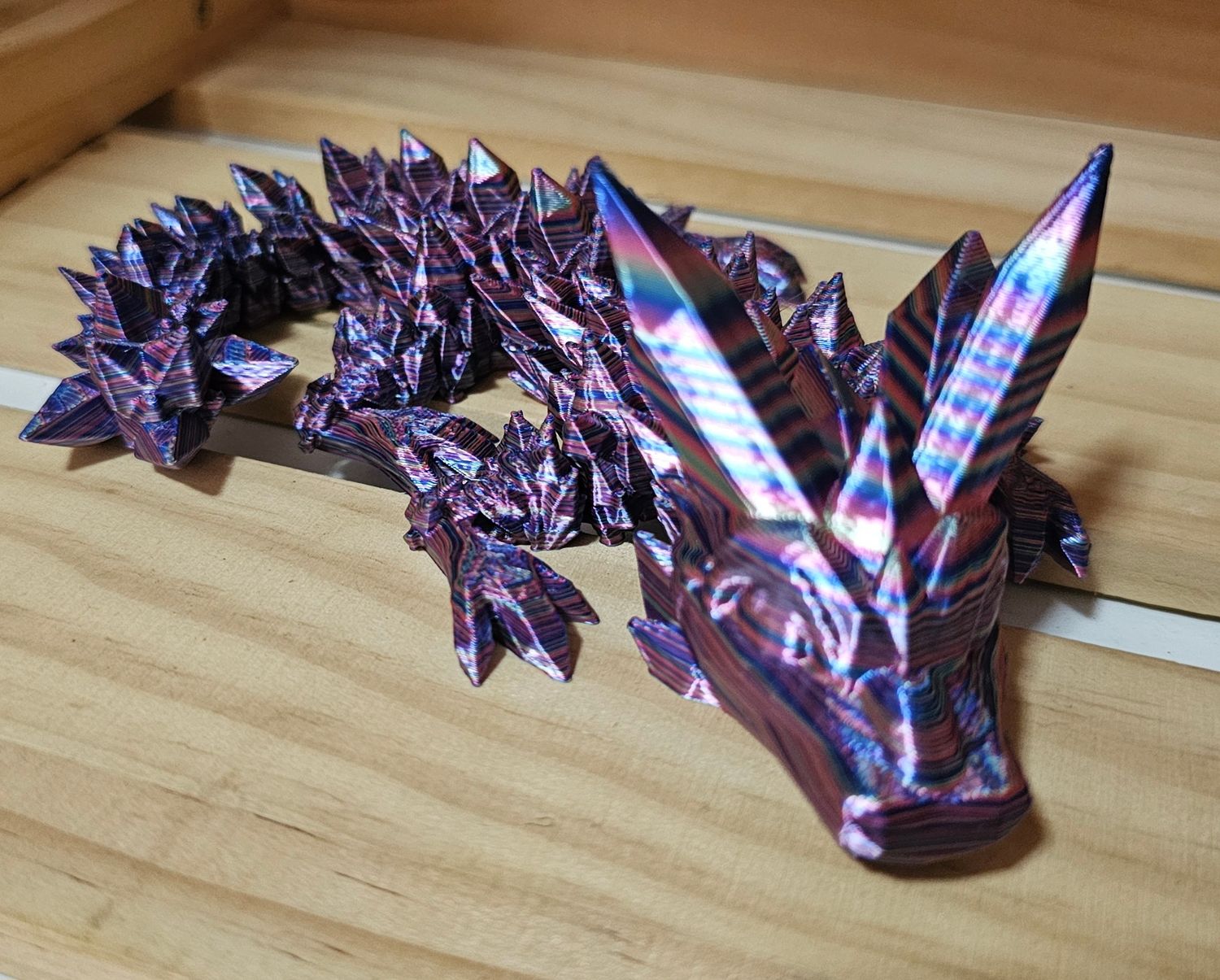 3D Printed Crystal Dragon - Large - Rainbow 1 Silk