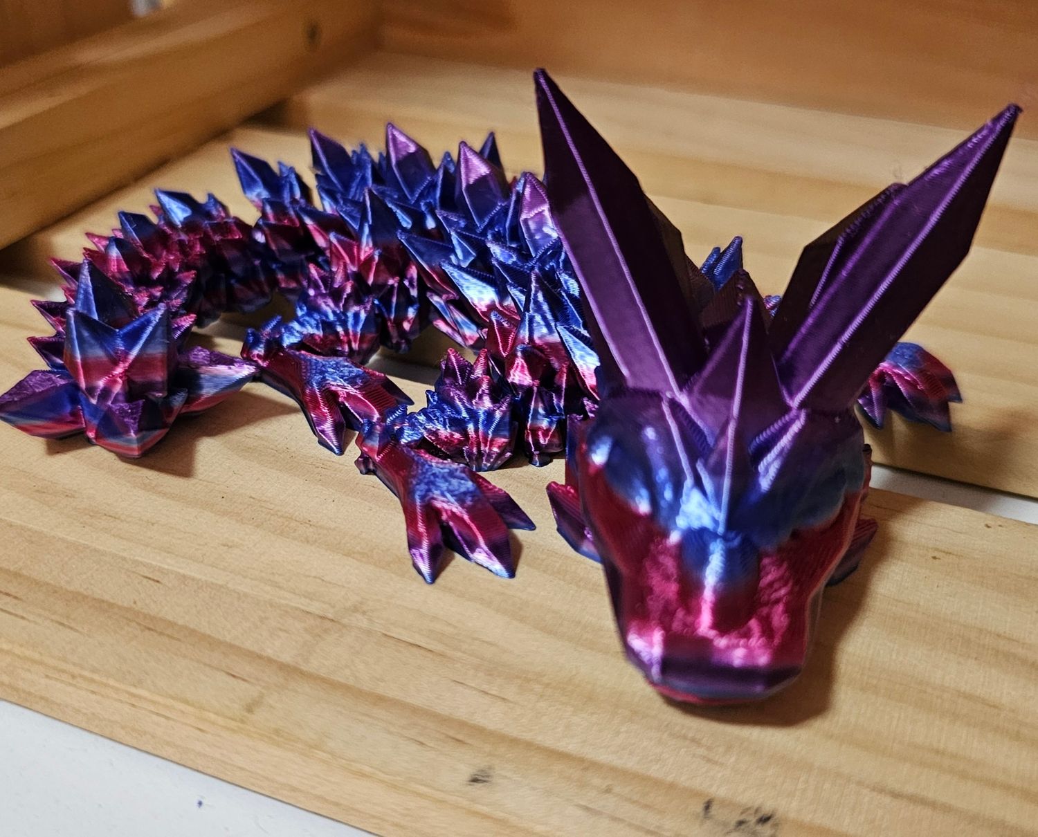 3D Printed Crystal Dragon - Large - Dark Rainbow Silk