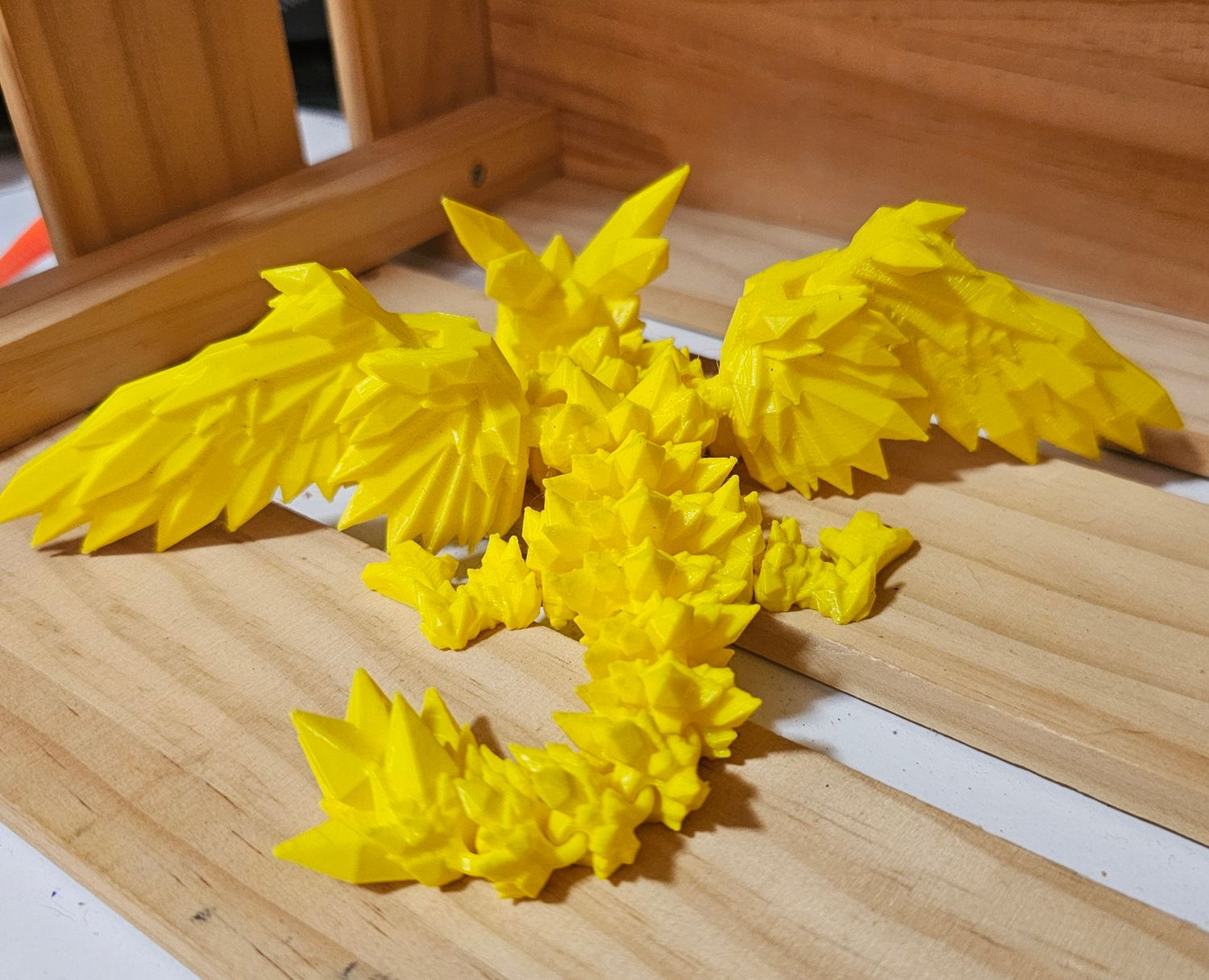 3D Printed Crystal Dragon with Wings - Large - Yellow