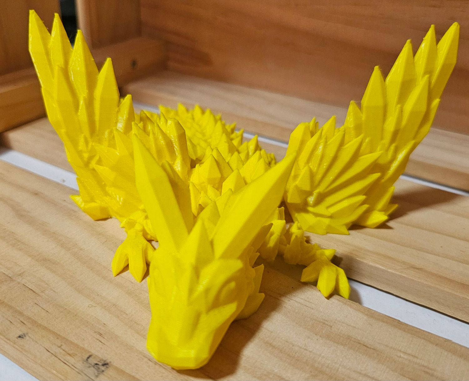 3D Printed Crystal Dragon with Wings - Large - Yellow