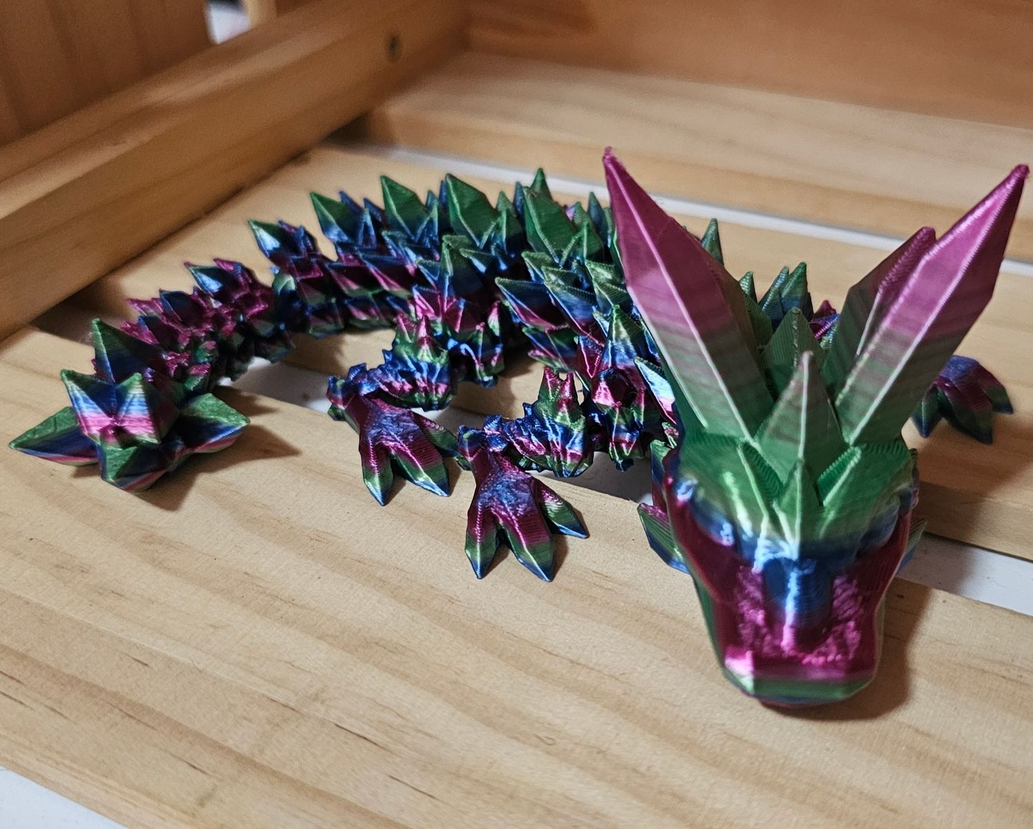 3D Printed Crystal Dragon - Large - Rainbow 3 Silk