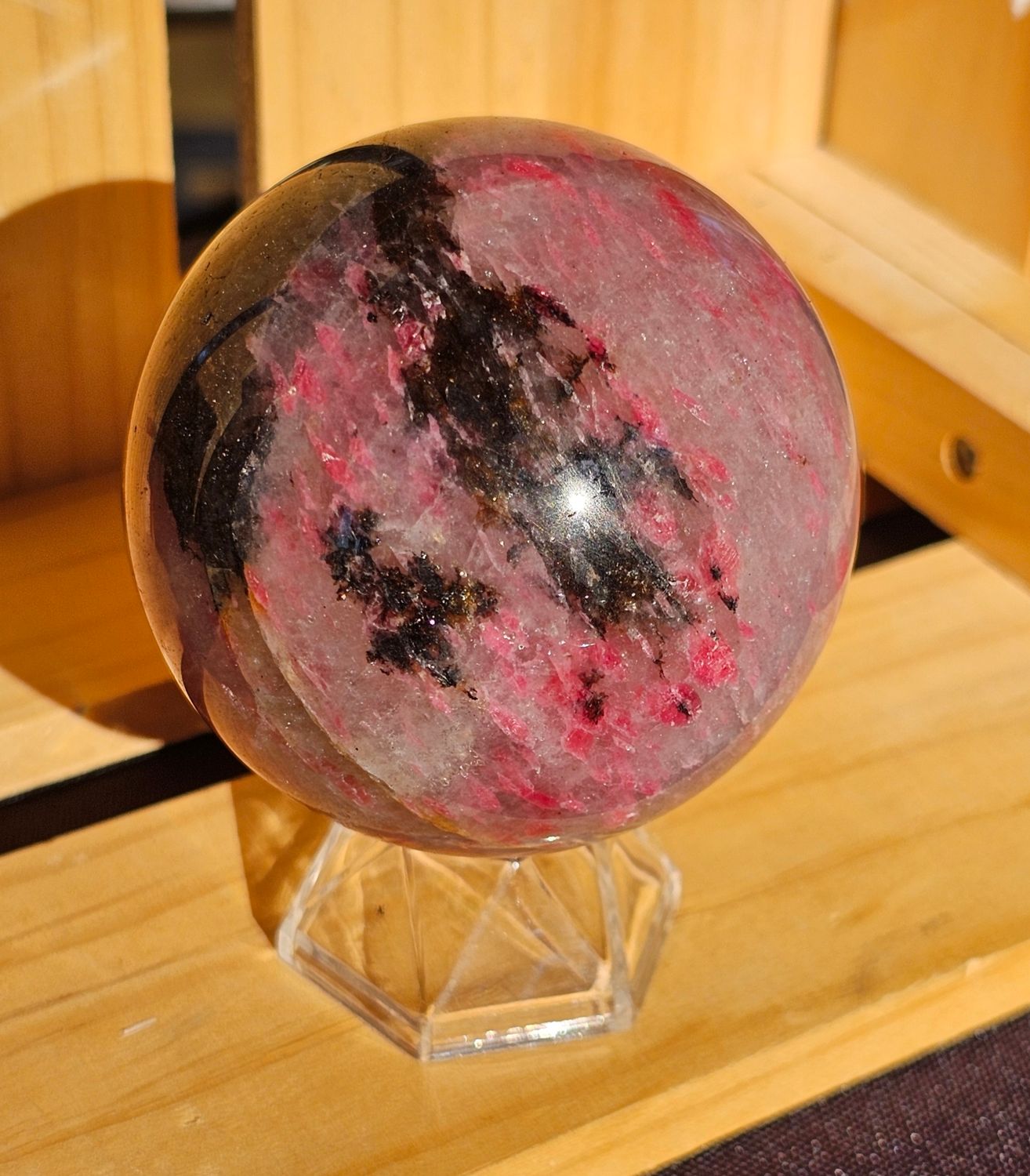 Sphere iced rhodonite