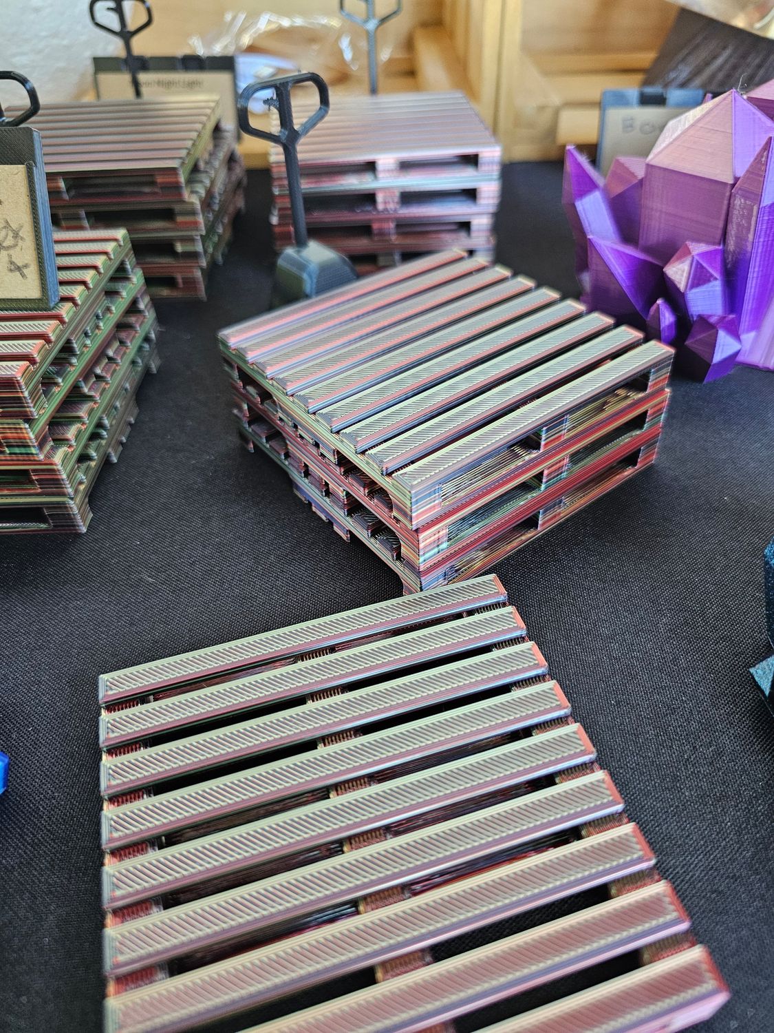 3d Printed Pallet Coasters x 4 - Rainbow with Free &quot;Pallet Jack&quot;