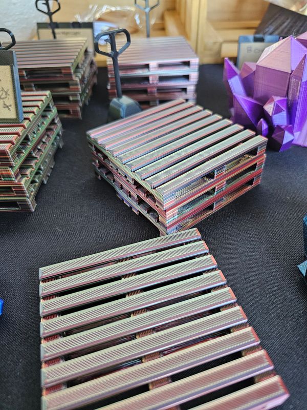 3d Printed Pallet Coasters x 4 - Rainbow with Free &quot;Pallet Jack&quot;