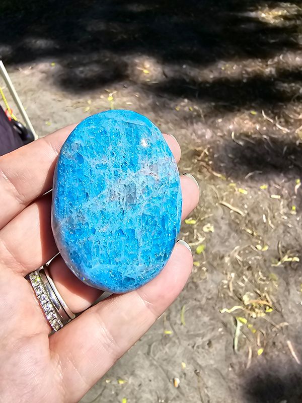 Blue apatite palm stone