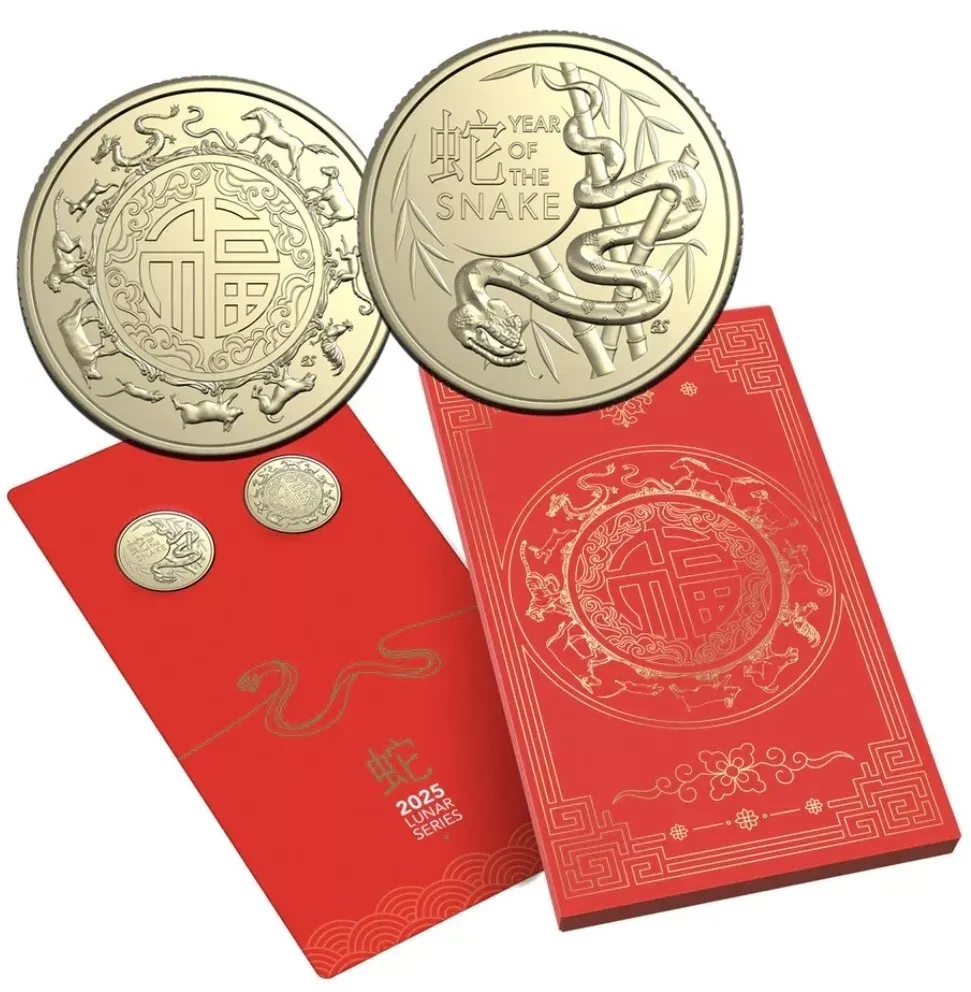 2025 $1 Year of the Snake Uncirculated 2 Coin Set - Lunar Series