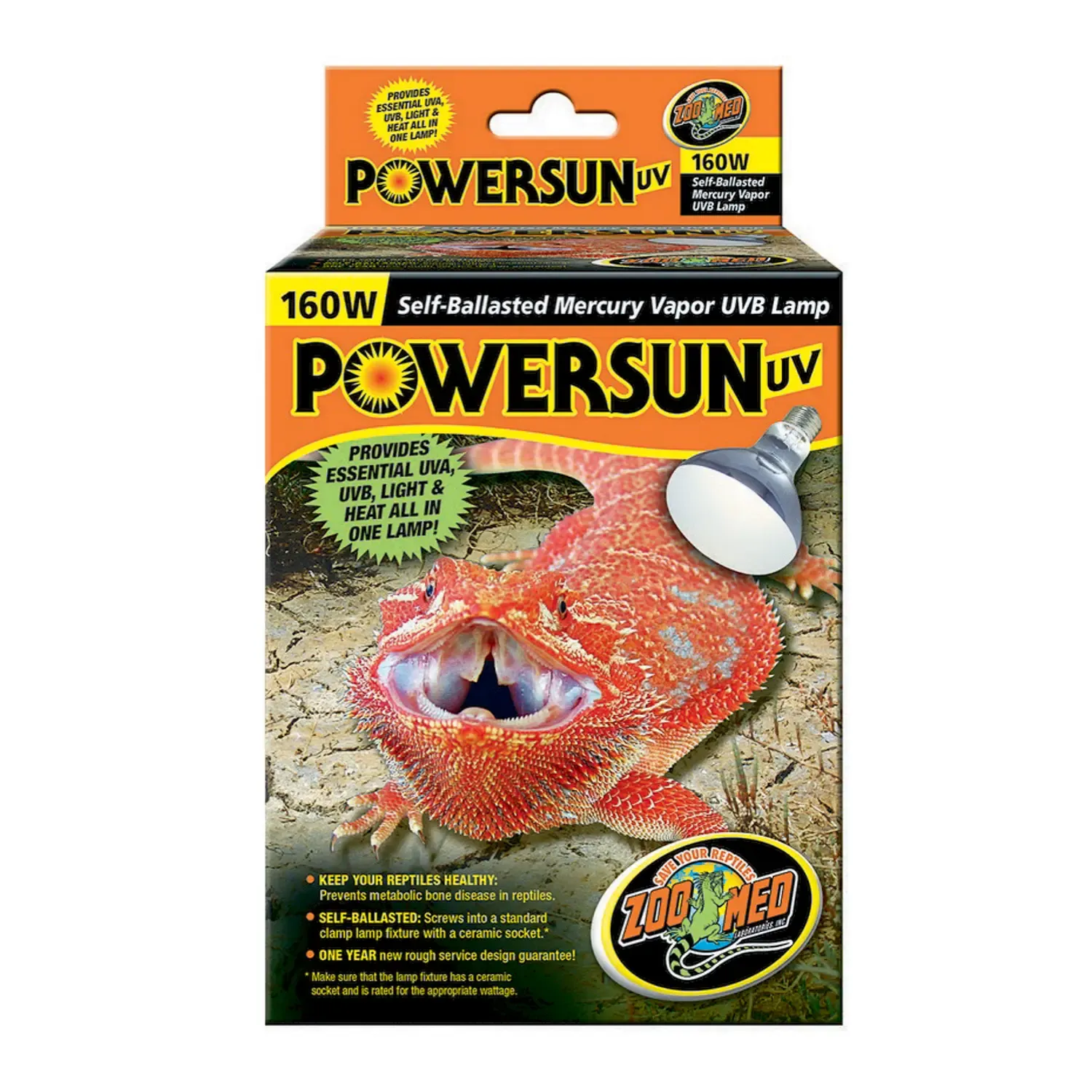 Zoo Med Powersun UVB UVA heating bulb - 160 w