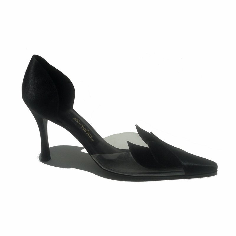 Canoa em cetin preto e vinil cristal