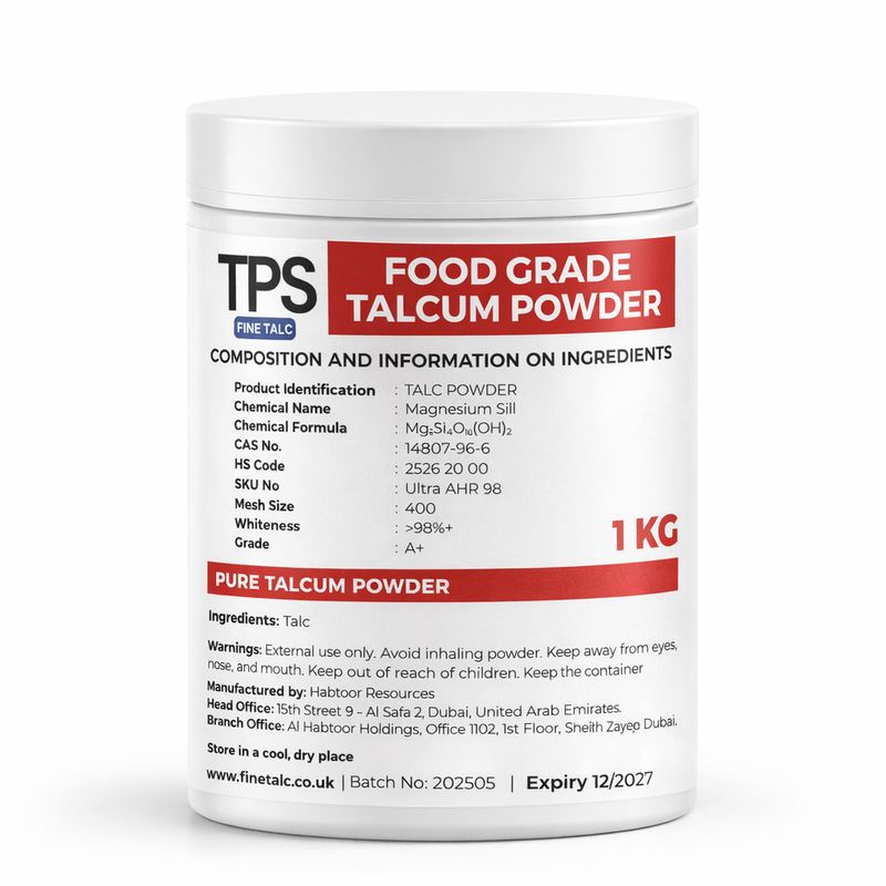 Food Grade Talc 98% (E553b, farm and food grade), Talcum Powder, High Quality, Asbestos Free UK