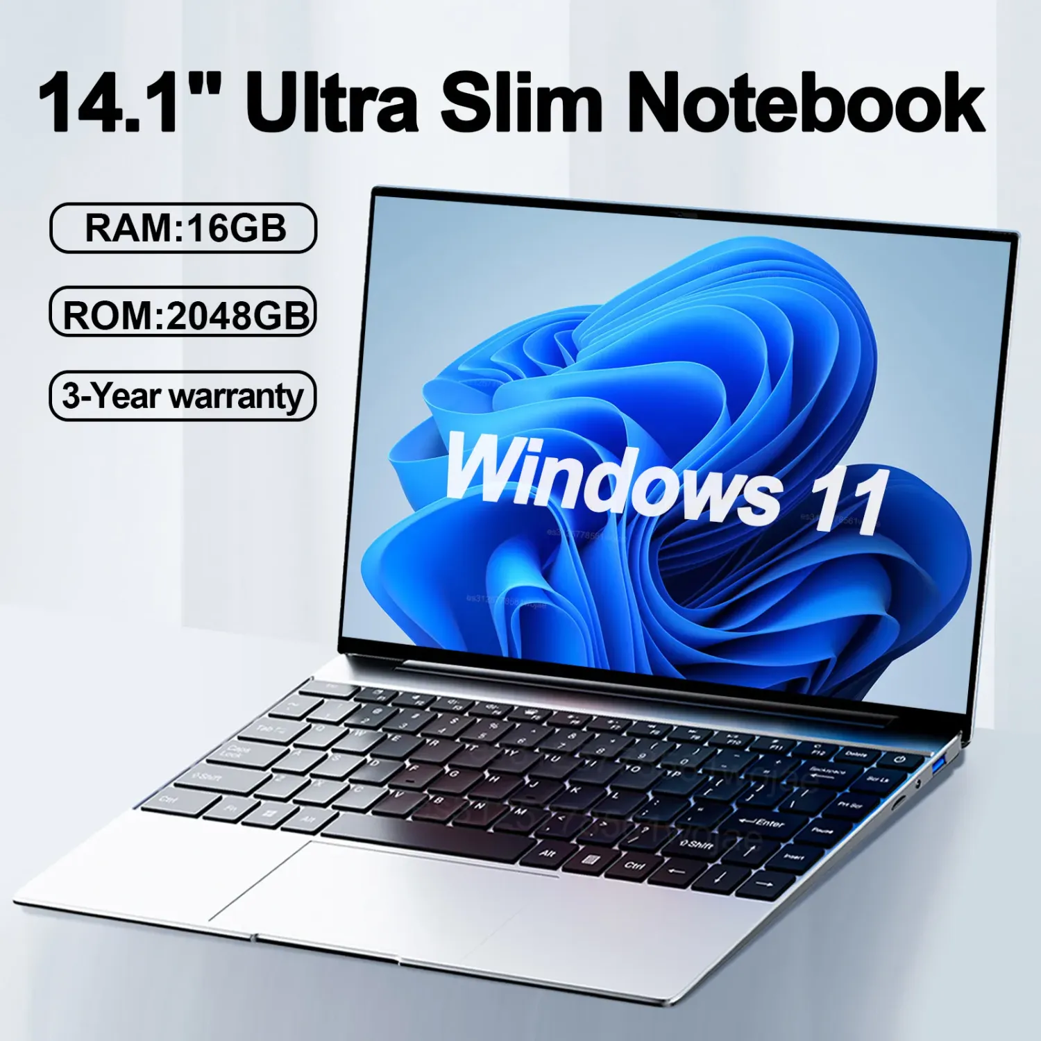 14.1&quot; Ultra Slim Laptop 16GB RAM 2TB SSD Intel N3700 Notebook Gamer Windows 11 Pro 1920*1080  Display Office Study Computer PC