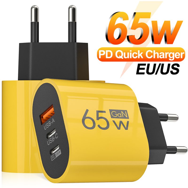65W GaN Fast Charging Universal USB Type C Phone Charger PD QC3.0 Quick Charge Wall Charger Adapter Block for IPhone Samsung
