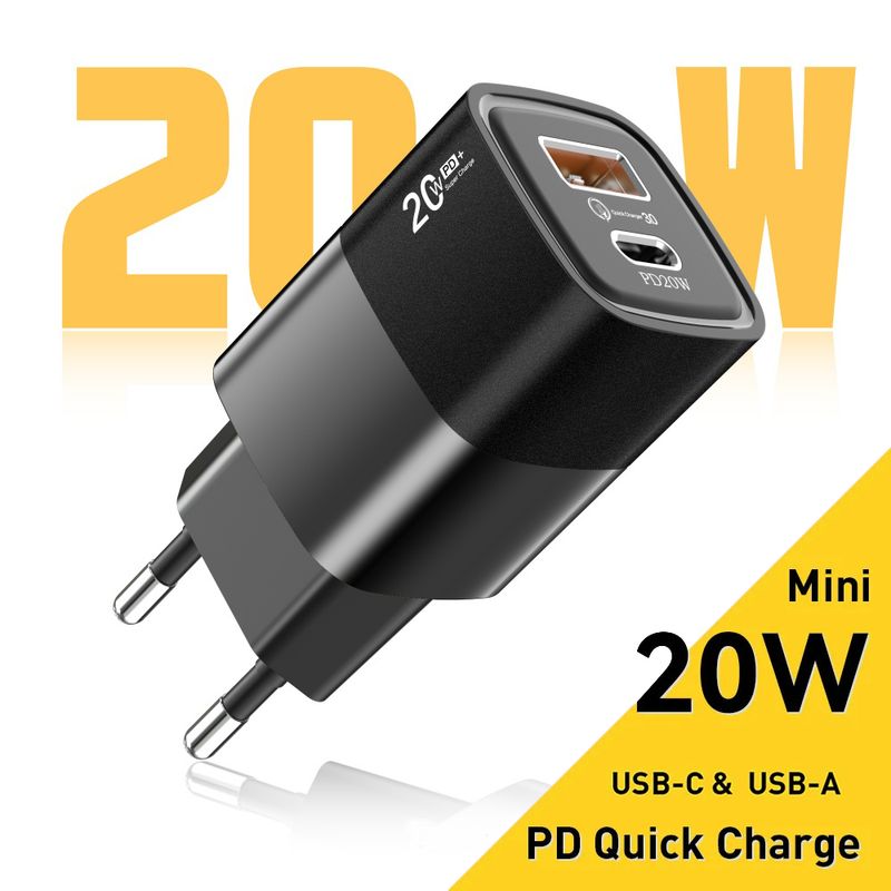 20W PD USB Type C Charger Fast Charging for iPhone 15 14 13 12 11 Pro Max Phone Quick Charger QC3.0 for Xiaomi Poco Wall Charger