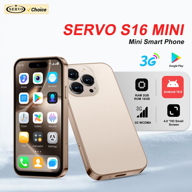 2025 SERVO S16 Mini 4.0&quot; Smartphone Android 10.0 3G WCDMA 2GB+16GB 5MP Camera Play Store WiFi Hotspot Super Small Phones Type-C