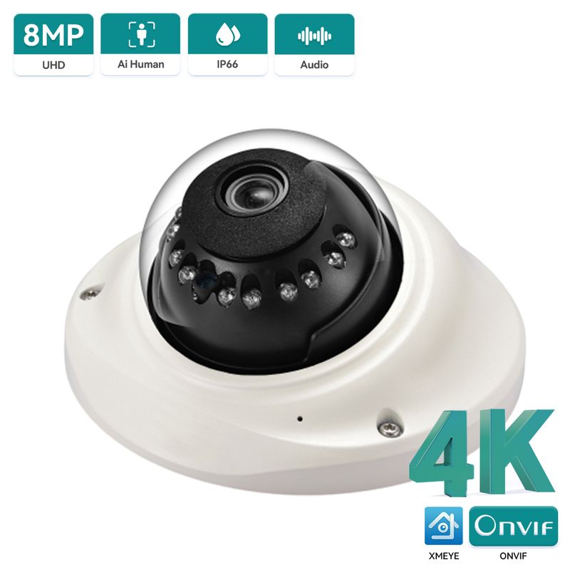 8MP 4K IP Camera HD 1080P Vandal-proof Waterproof Outdoor Dome Camera Audio Record Motion Detection XMeye H.265