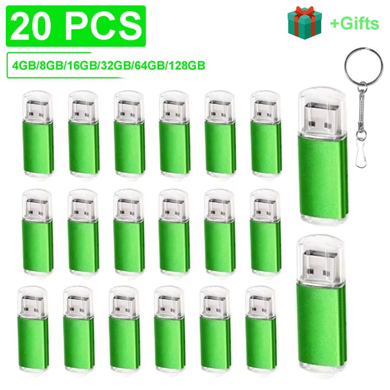 20pcs/lot Custom Logo USB 2.0 Flash Drive Pen Drive 4GB 8GB 16GB 32GB Pendrive 64GB Memory Stick Real Capacity U Disk Cle Usb