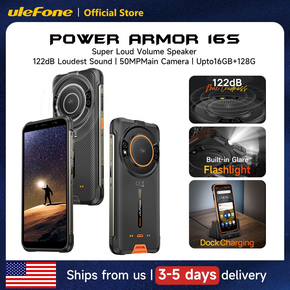 Ulefone Power Armor 16S Rugged Waterproof Smartphone NFC 16GB+128GB 50MP Camera 9600mAh Android 13 Phone Global