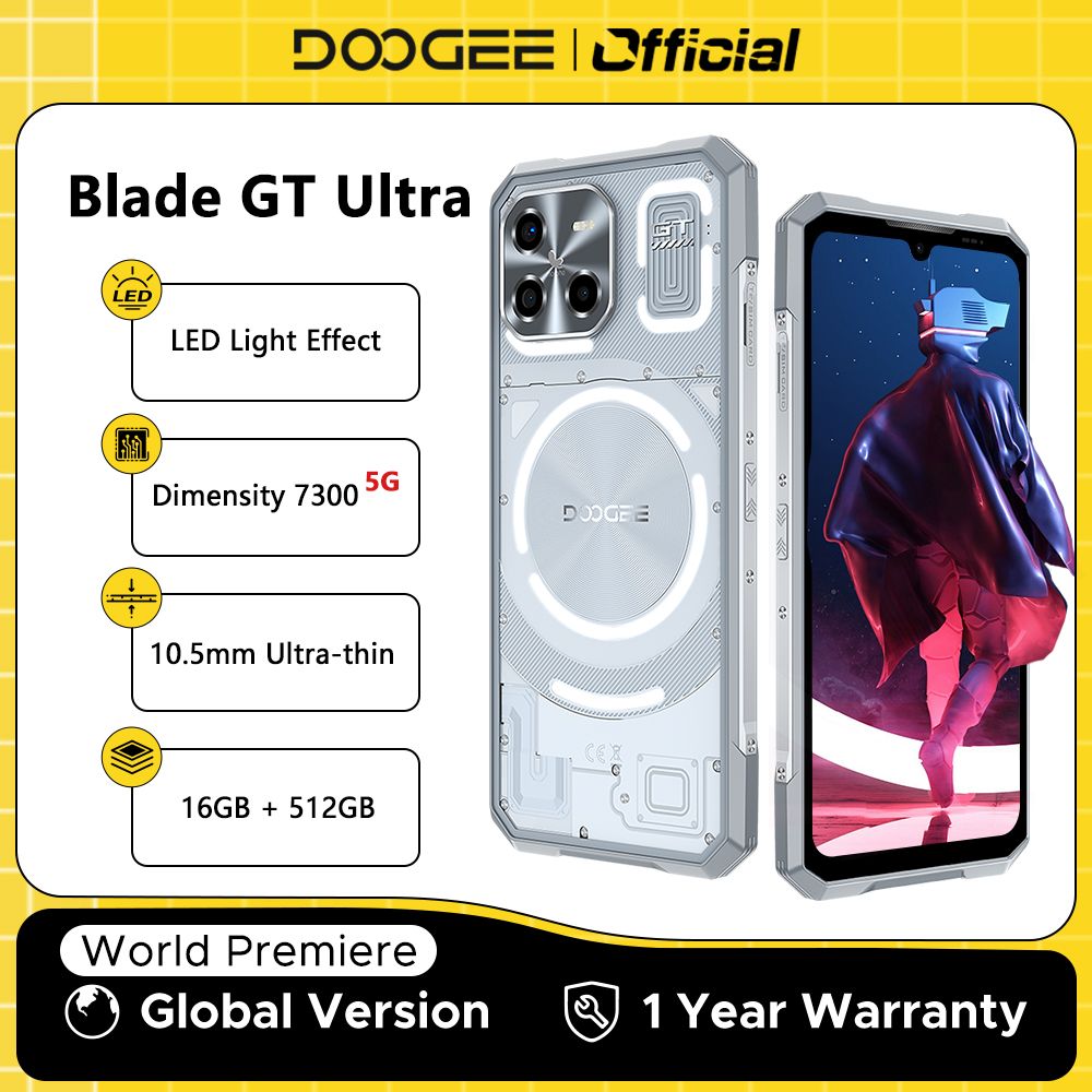 World Premiere DOOGEE Blade GT Ultra5G Rugged Phone Dimensity 7300 6.72&#39;&#39; 16GB+512GB LED Light Effect Ultra-thin Smartphone
