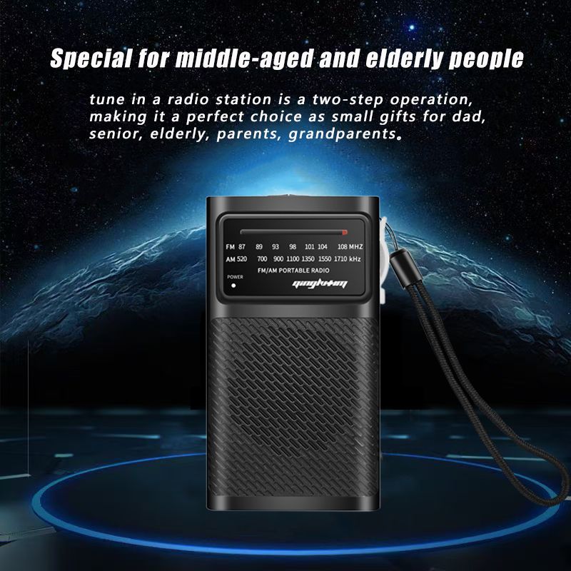 AM/FM portable radio, high sensitivity and high quality radio, dry battery powered durable and practical, built-in high quality