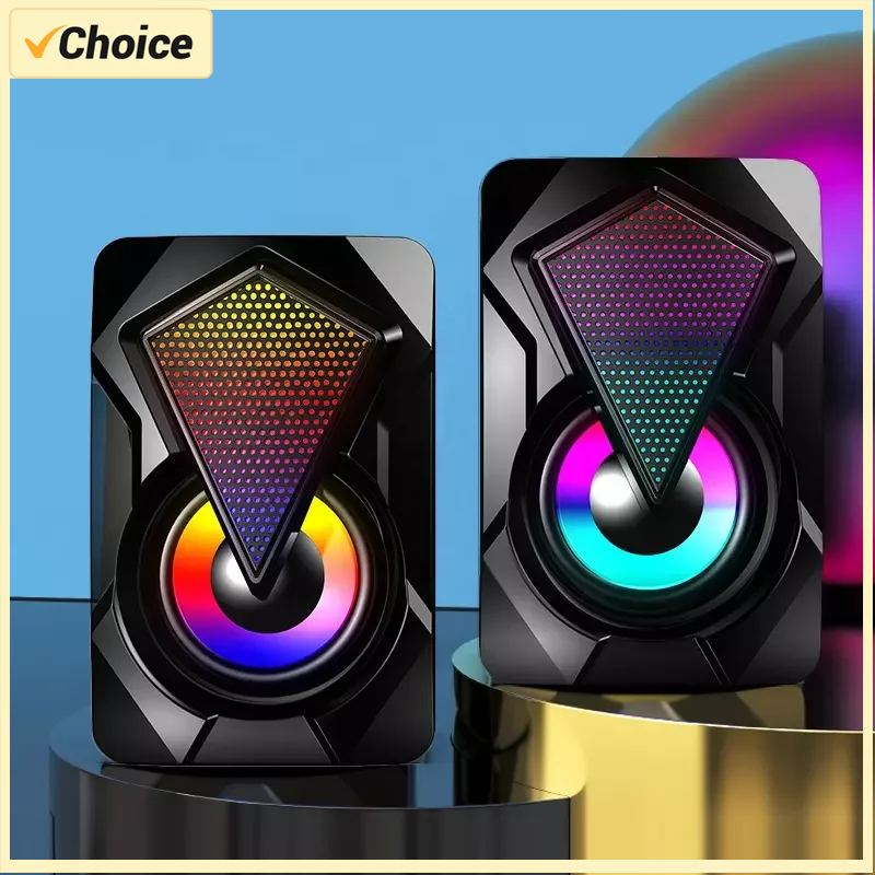 Stereo Sound Surround Loudspeaker with RGB Light for Desktop Laptop PC Computer Speakers USB Powered Subwoofer