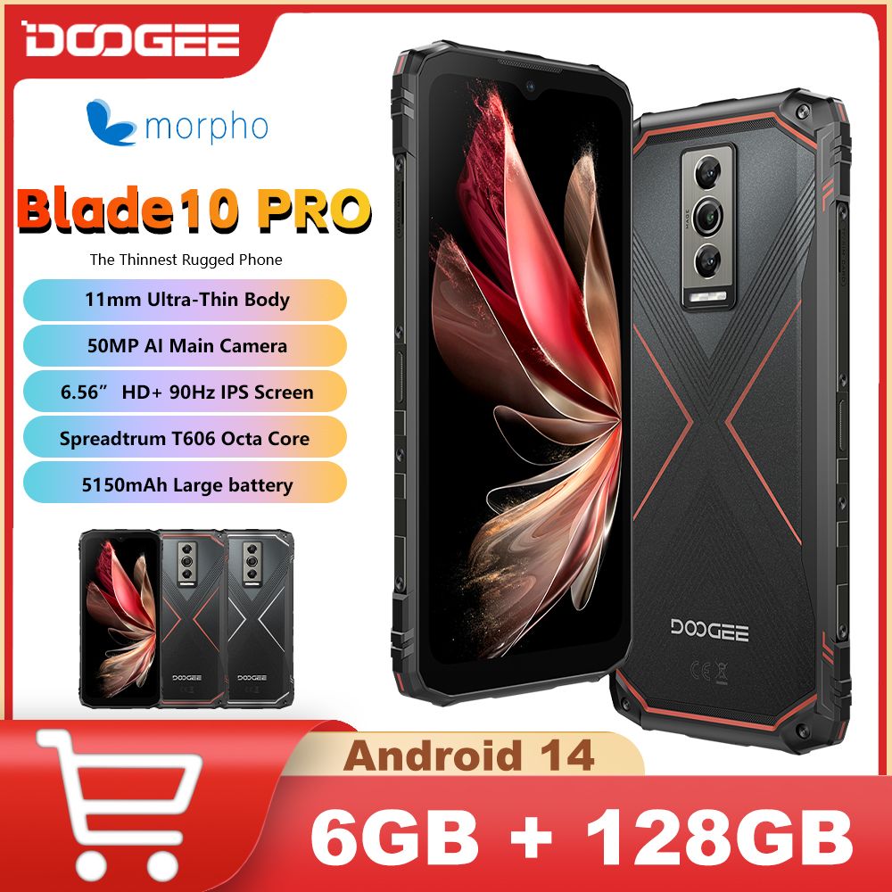 DOOGEE Blade10 Pro Rugged Phone 16（10+6）GB 256GB Octa Core 6.56&quot; 90Hz IPS Screen Android 14 50MP AI Main Camera 5150mAh