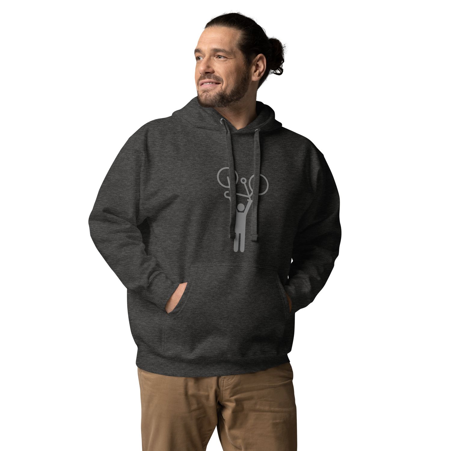 Men&#39;s hoodie, Charcoal Heather, &quot;Hands-up&quot;