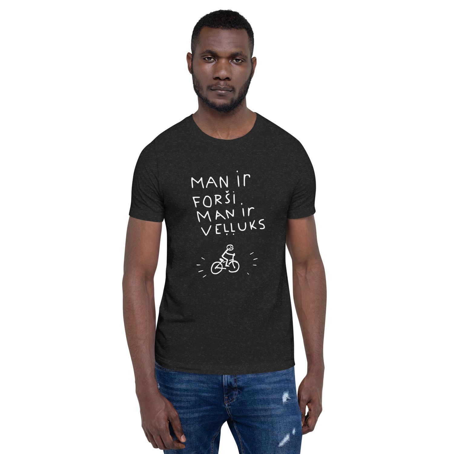 Men&#39;s  T-shirt, Black Heather,  &quot;Happy&quot; LV