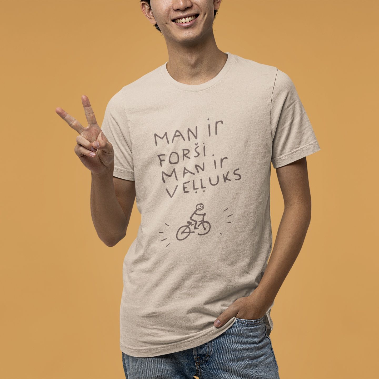Men&#39;s T-shirt, Cream, &quot;Happy&quot; LV