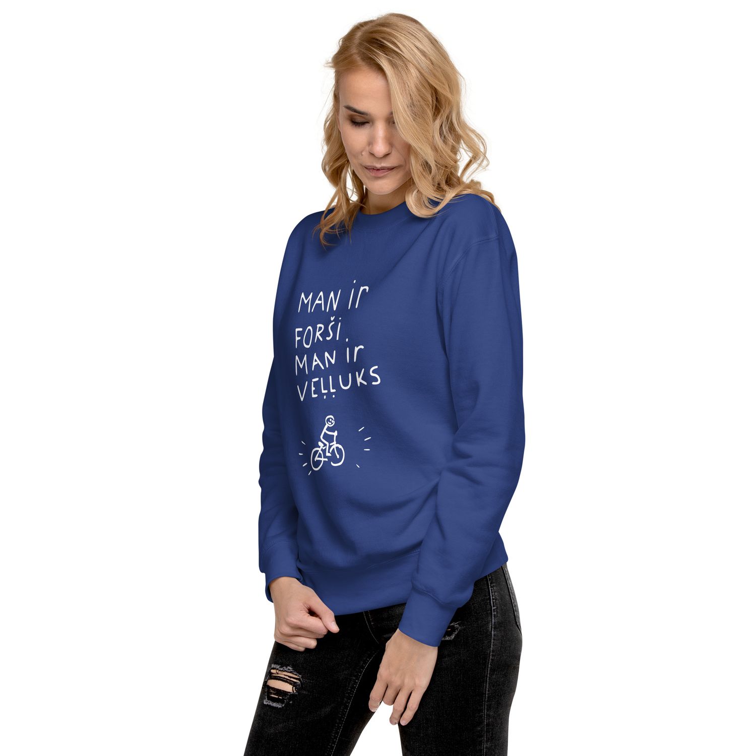 Women&#39;s Premium Sweatshirt, Team Royal, &quot;Happy&quot; LV