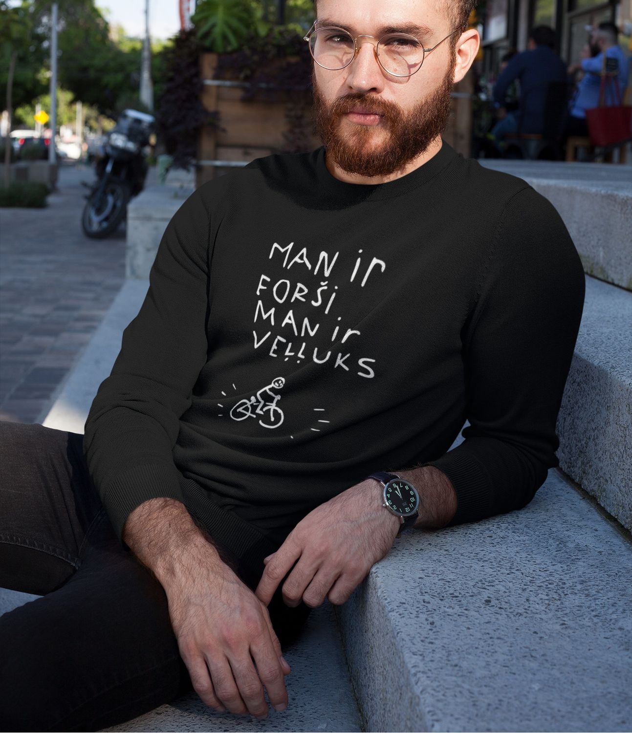 Men&#39;s Premium Sweatshirt, Black, &quot;Happy&quot; LV