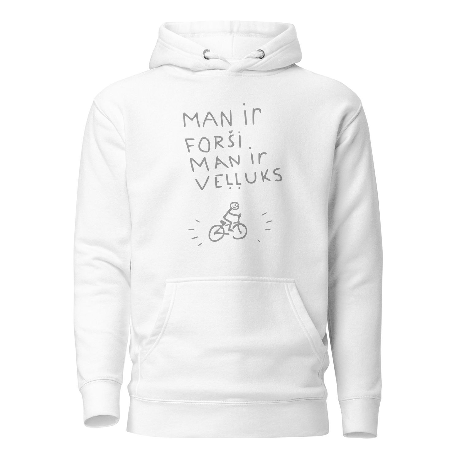 Men&#39;s hoodie, White, &quot;Happy&quot; LV
