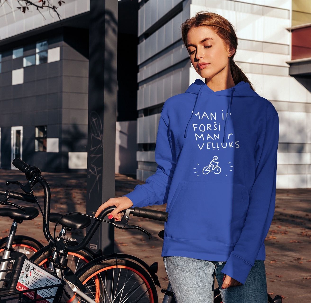 Women&#39;s hoodie, Royal blue, &quot;Happy&quot; LV