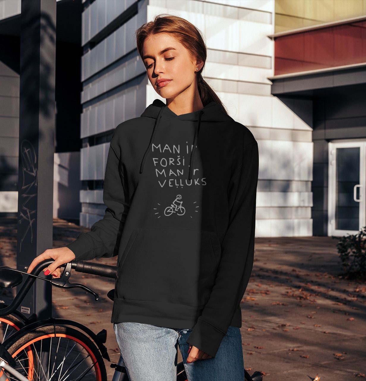 Women&#39;s hoodie, Black,  &quot;Happy&quot; LV