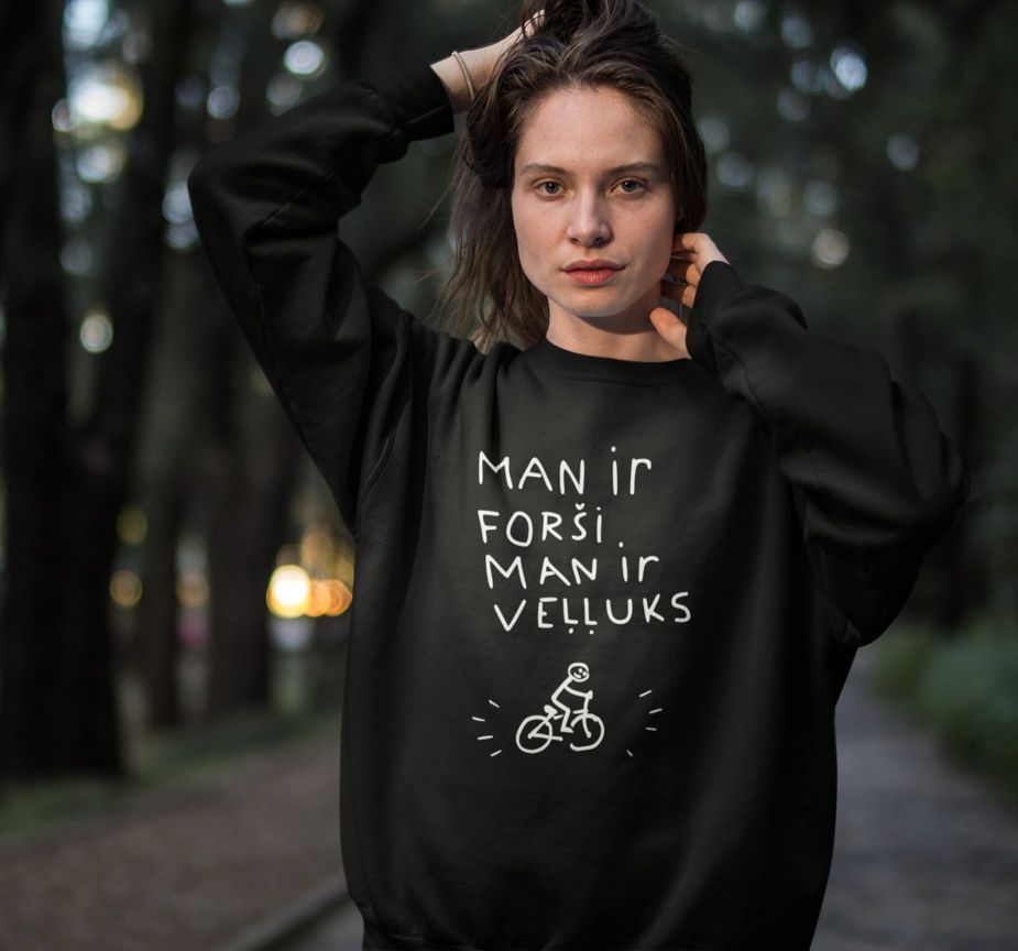 Women&#39;s Premium Sweatshirt, Black, &quot;Happy&quot; LV