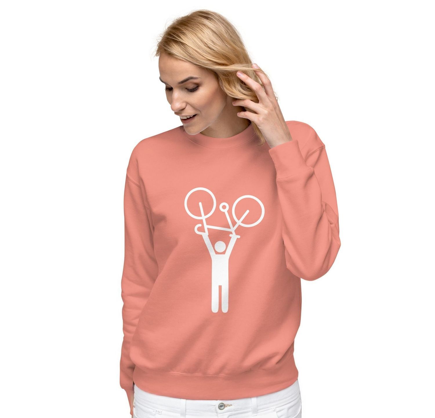 Women&#39;s Premium Sweatshirt, Dusty Rose, &quot;Hands-up&quot;
