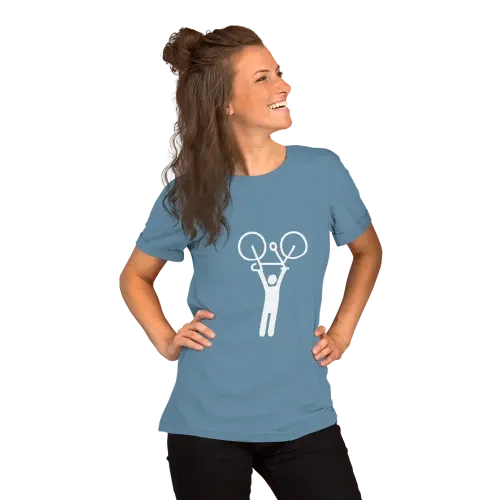 Women&#39;s T-shirt, Steel blue, &quot;Hands-up&quot;