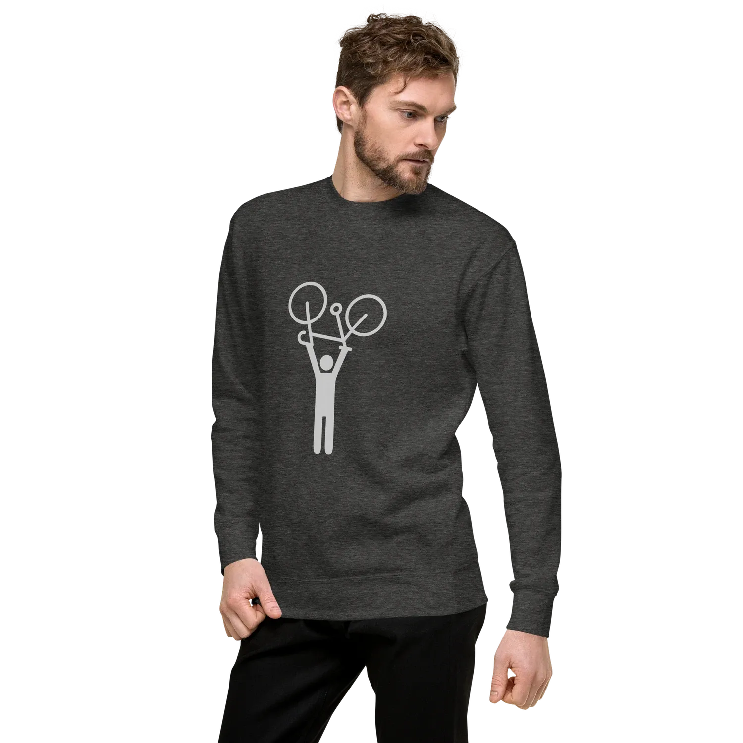 Men&#39;s Premium Sweatshirt, Charcoal Heather, &quot;Hands-up&quot;