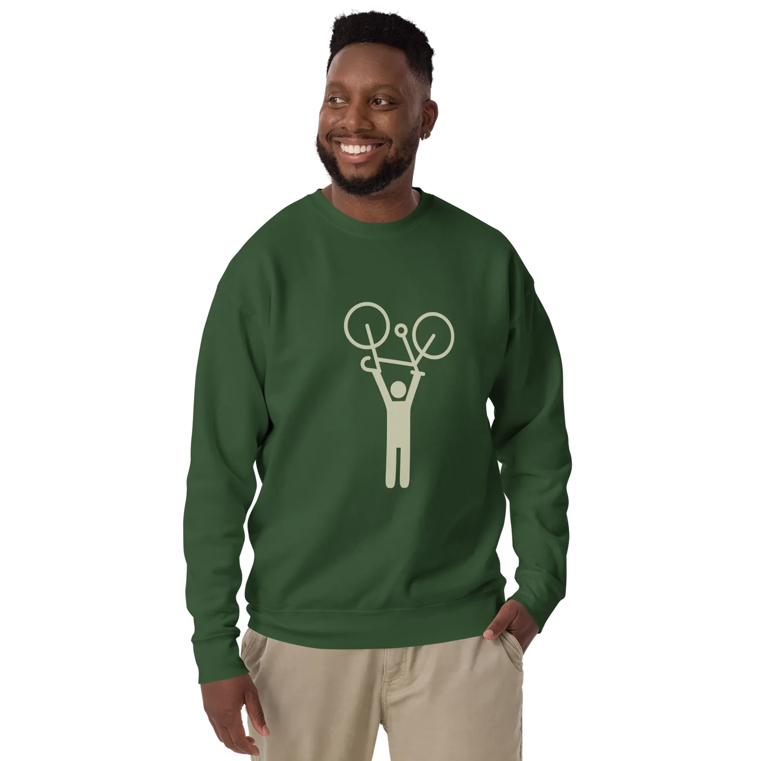 Men&#39;s Premium Sweatshirt, Forest Green, &quot;Hands-up&quot;
