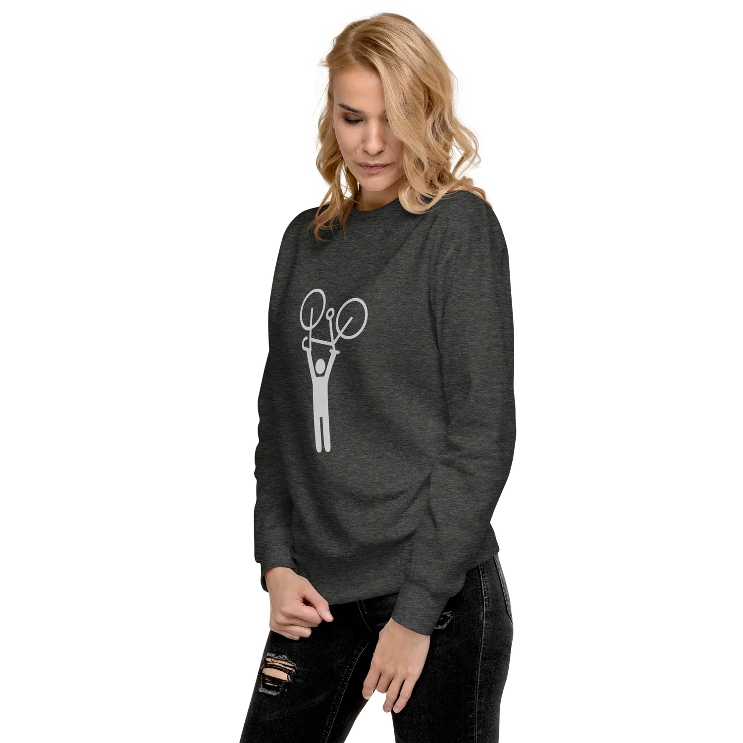 Women&#39;s Premium Sweatshirt, Charcoal heather, &quot;Hands-up&quot;