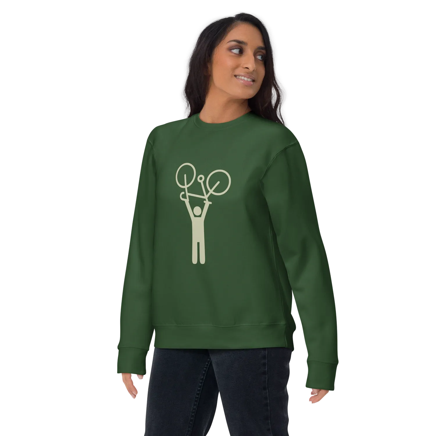 Women&#39;s Premium Sweatshirt, Forest Green, &quot;Hands-up&quot;