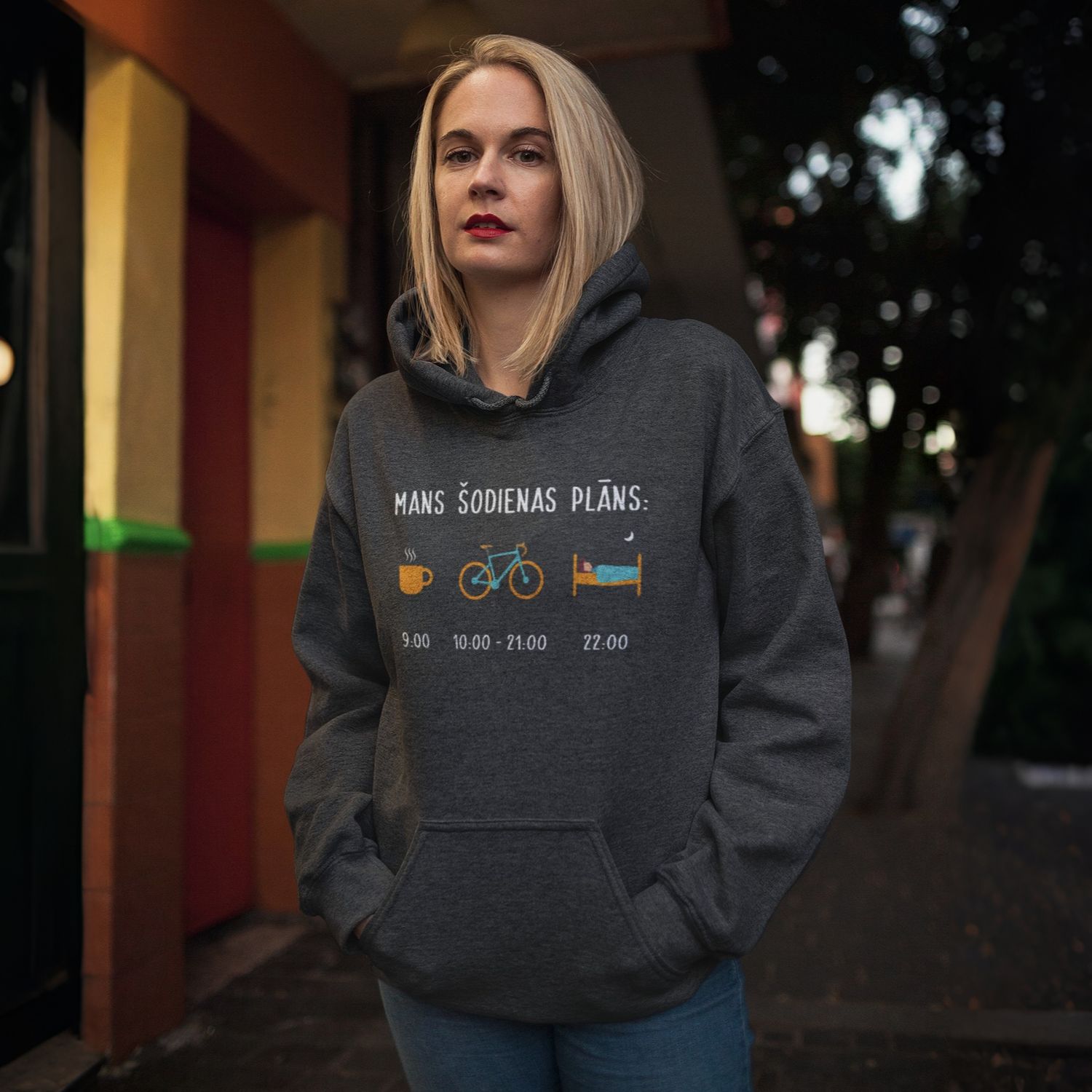 Women&#39;s hoodie, &quot;Plan&quot; LV (5 colors), Model:: Overhead hoodie &amp; Front design only, Color: Charcoal heather