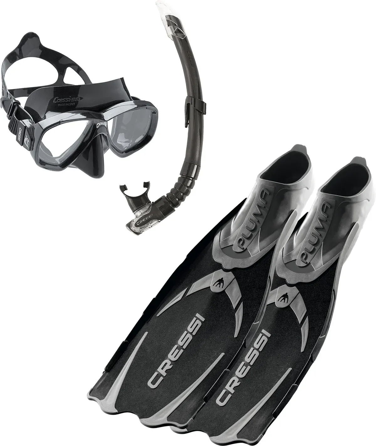 ​Cressi Pluma Snorkel Set – Vinnen, Snorkel en Masker