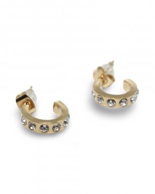 klein gouden stainless steel strass oorbellen