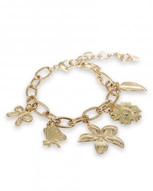 Gouden stainless steel bedel armband, hypoallergeen