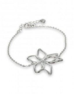 Fijn zilveren Hibiscus armband roestvrij staal, kleurvast en anti allergisch