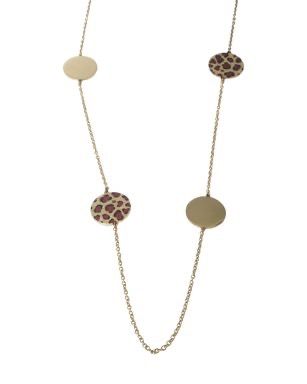 Lange gouden ketting in leopardprint, stainless steel